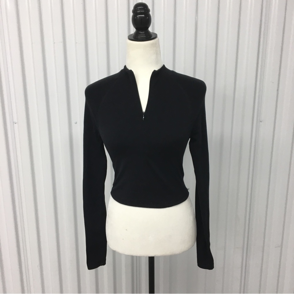 TNA Black Cropped Long Sleeve Top Size: Small